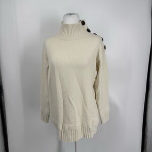 Anthropologie Women's Cream Margarita Button Design Sweater